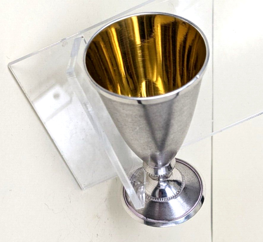 Russian Solid silver vodka cup or spirits shot cup gold gilded interior