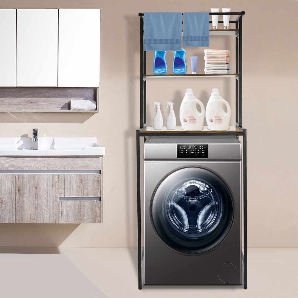 Washer and Dryer Storage Shelf 3 Tiers Clothes Drying Rack Floor Mount