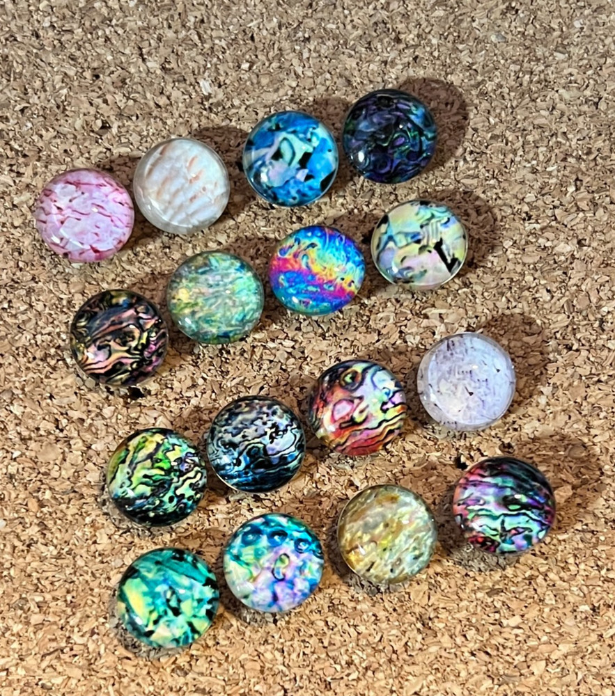 Iridescent Opal Decorative Push Pins, Abalone Shimmering Corkboard Thumbtacks