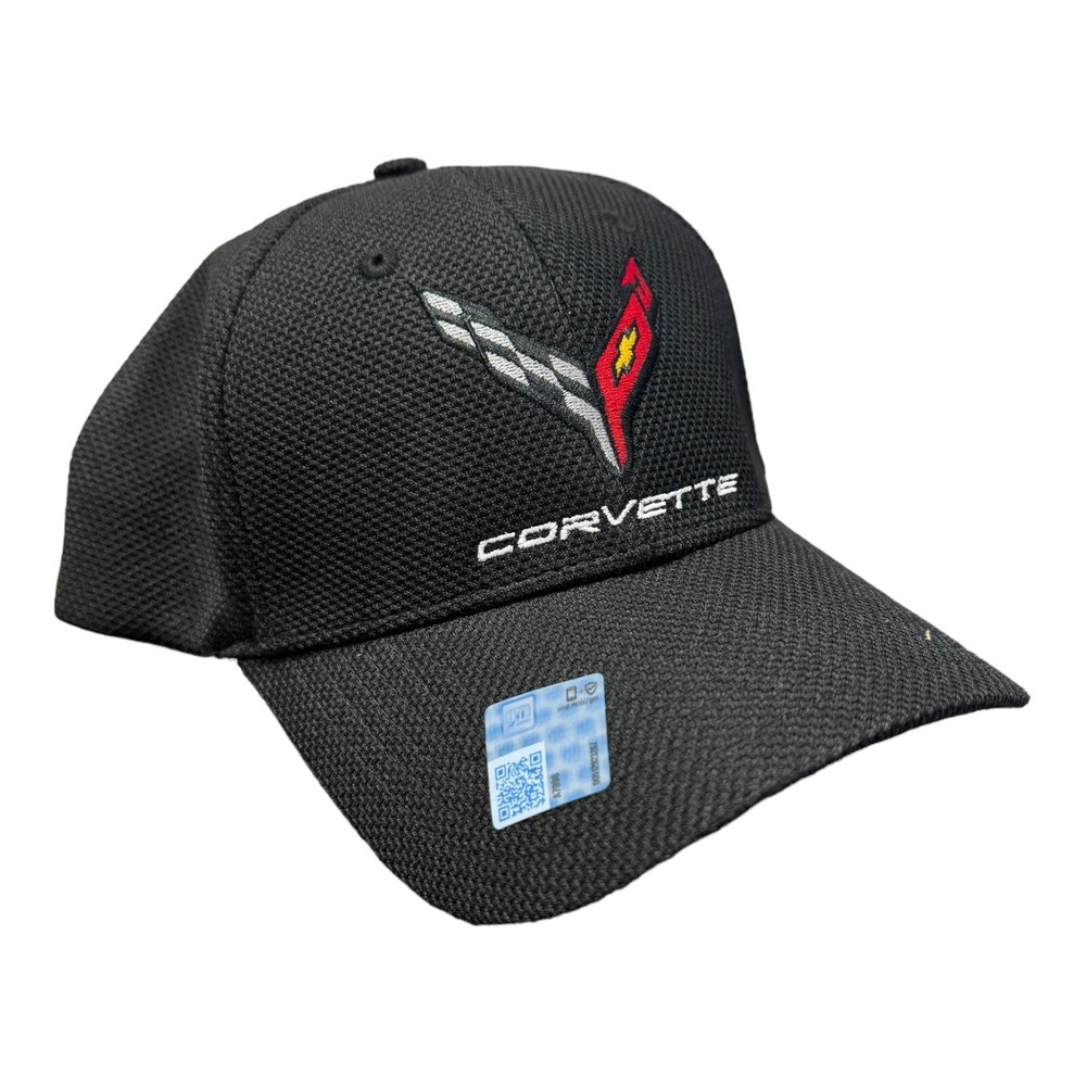 Black Flexfit Style Chevy C8 Corvette Hat / Cap (Licensed)