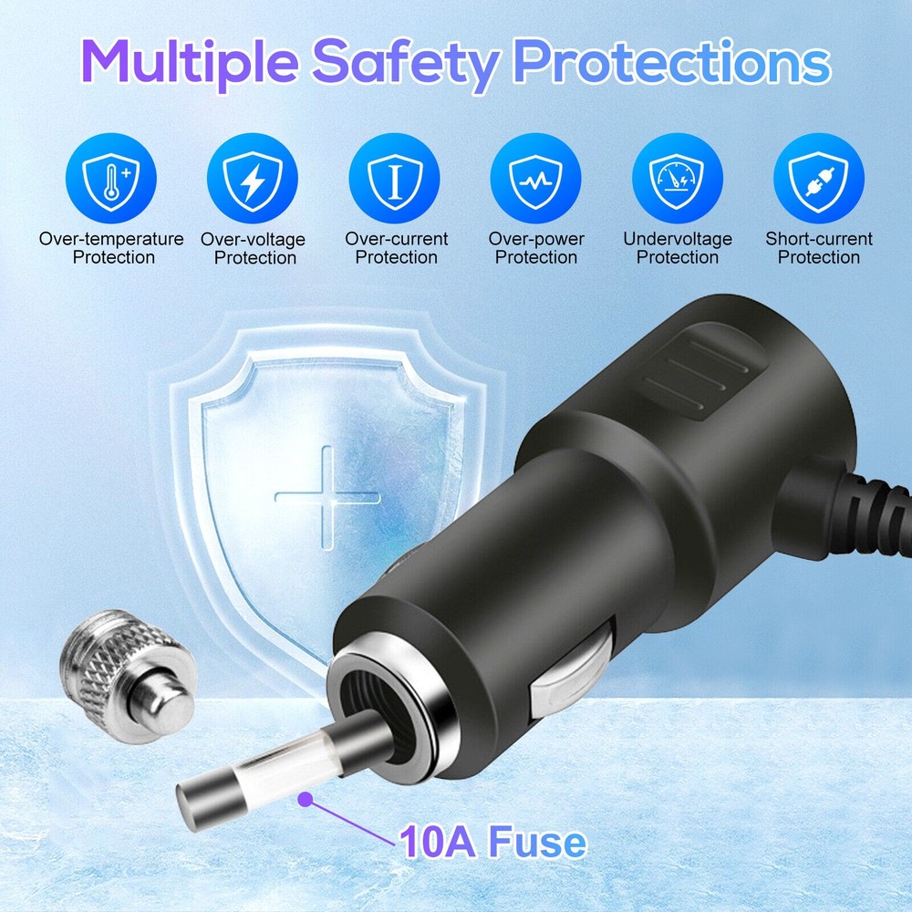 7-in-1 4-Socket Car Cigarette Lighter Splitter Fast Charger Power Adapter 12V