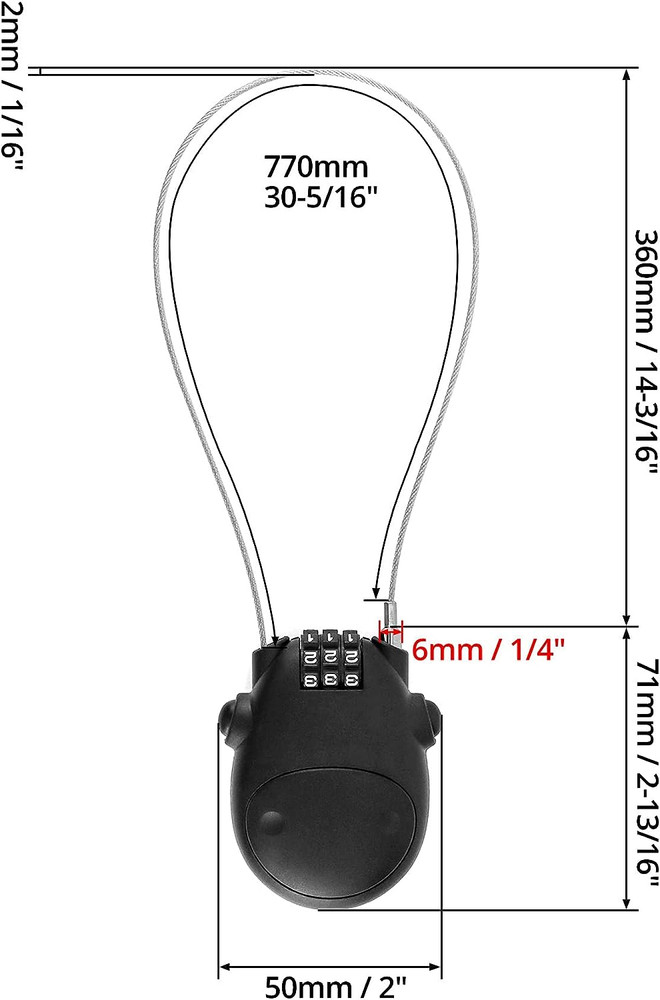 2 Pack Retractable Cable Lock 3 Digit Combination Security Luggage Locks Travel!