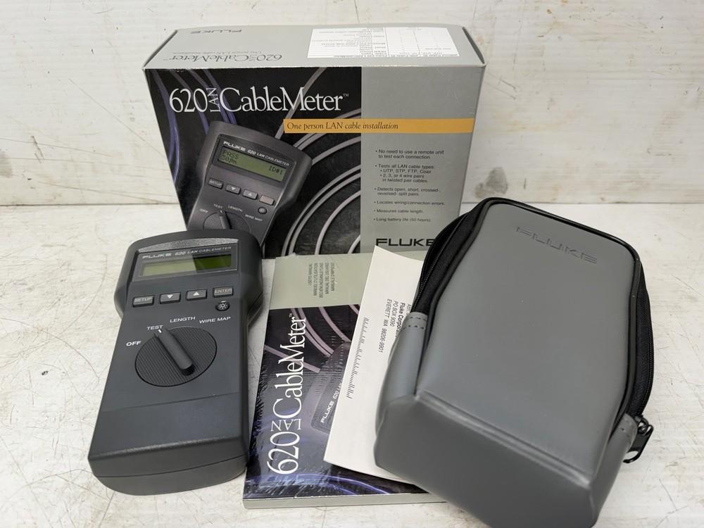 Fluke 620 LAN Cable Meter USED & WORKS Tested Fully Functional With Case & Box!