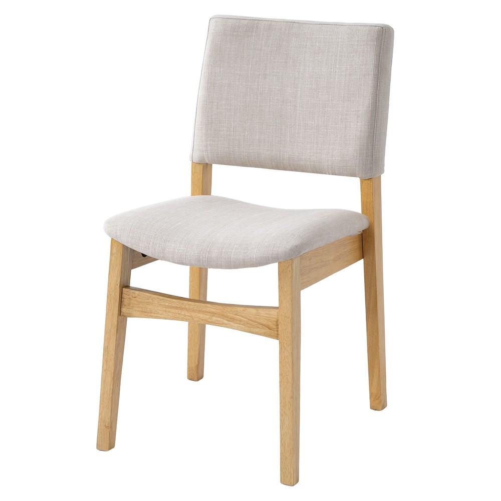 Upholstered Stackable Dining Chairs Set of 2 - Linen Fabric Seat & Backrest, S