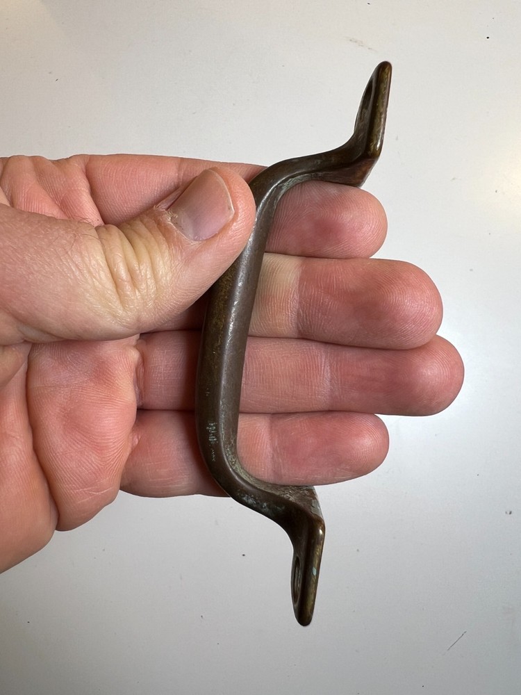 Antique Vintage Solid Brass Handle Pull 4 Hole Industrial Marine Trunk Drawer