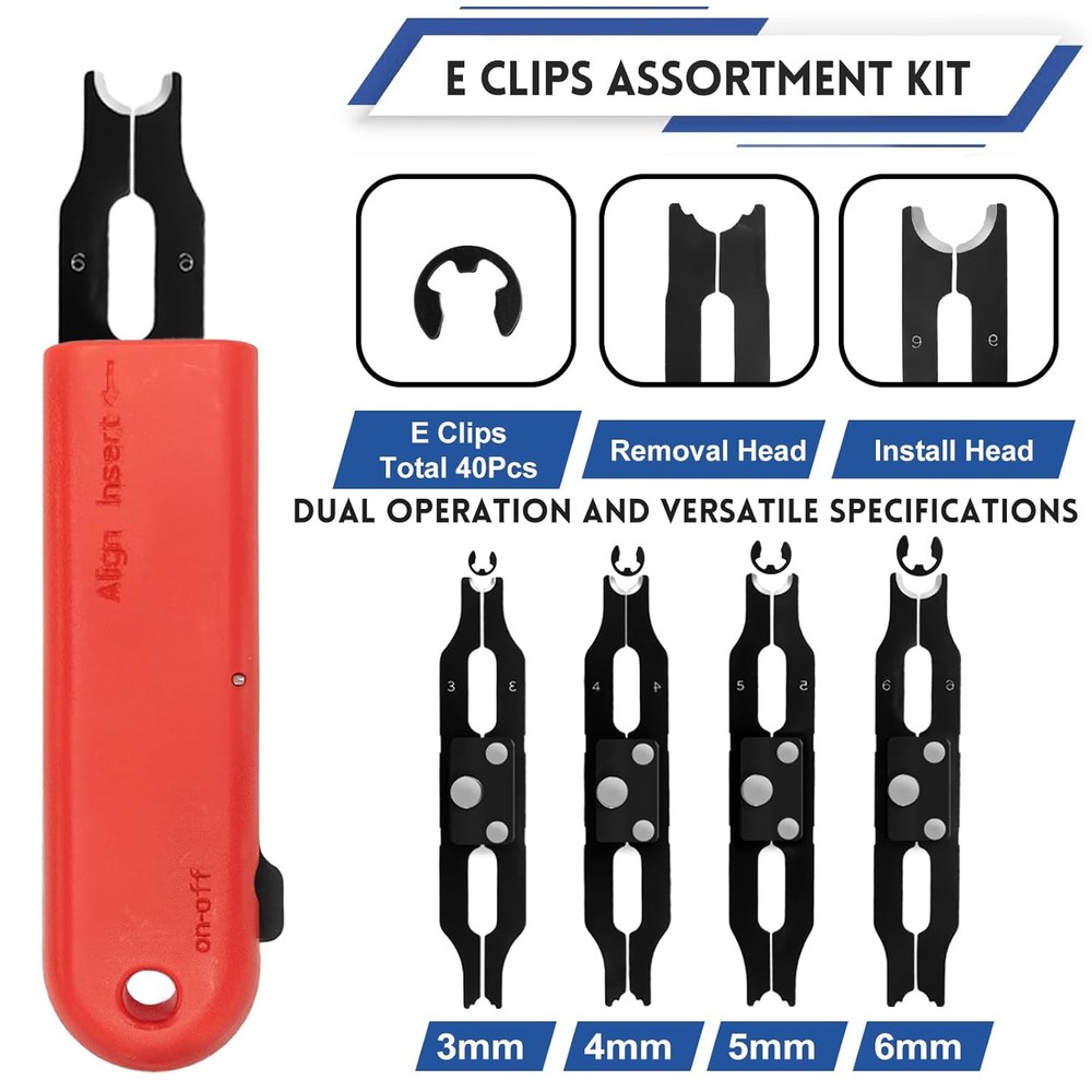 E Clip Tool, E Clips Removal and Installation Assortment Kit Tool Red Handle