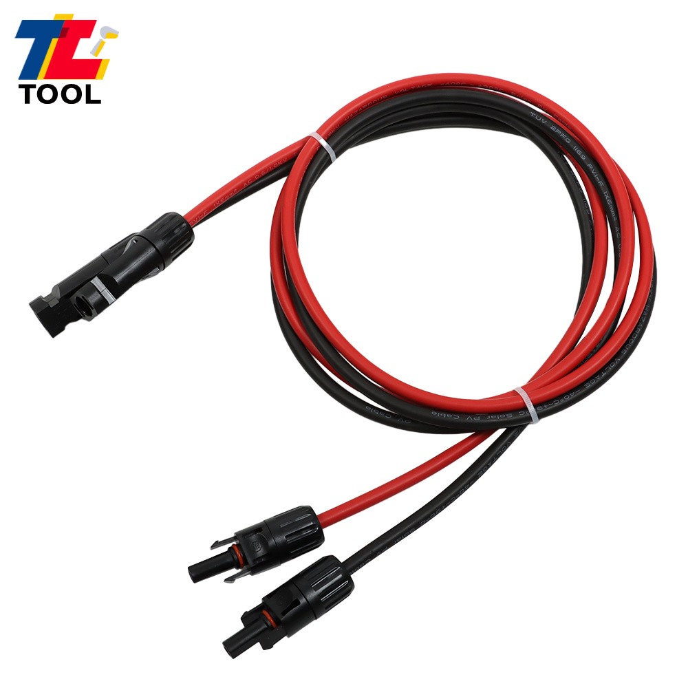 1 Pair 5ft 10AWG Black + Red Solar Panel Extension Cable Wire Connector