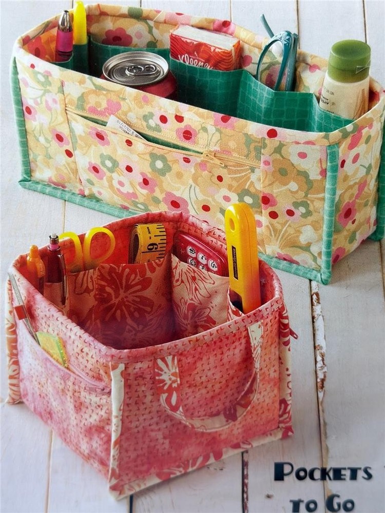 ATKINSON DESIGNS Fabric Box/Tote Pattern - POCKETS TO GO - 2 Sizes