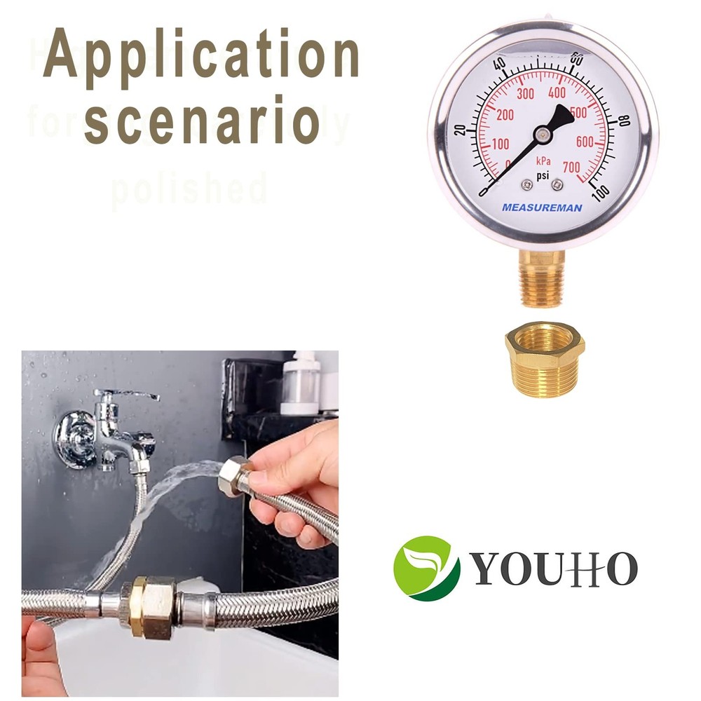 YOUHO 1/2 to 3/8 reducer Brass Threaded Pipe Fitting 3/8,