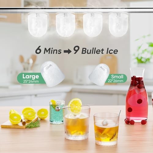 Countertop Ice Maker with Handle, 26lbs/24H Handle-26.5Lbs/24H Bright Black
