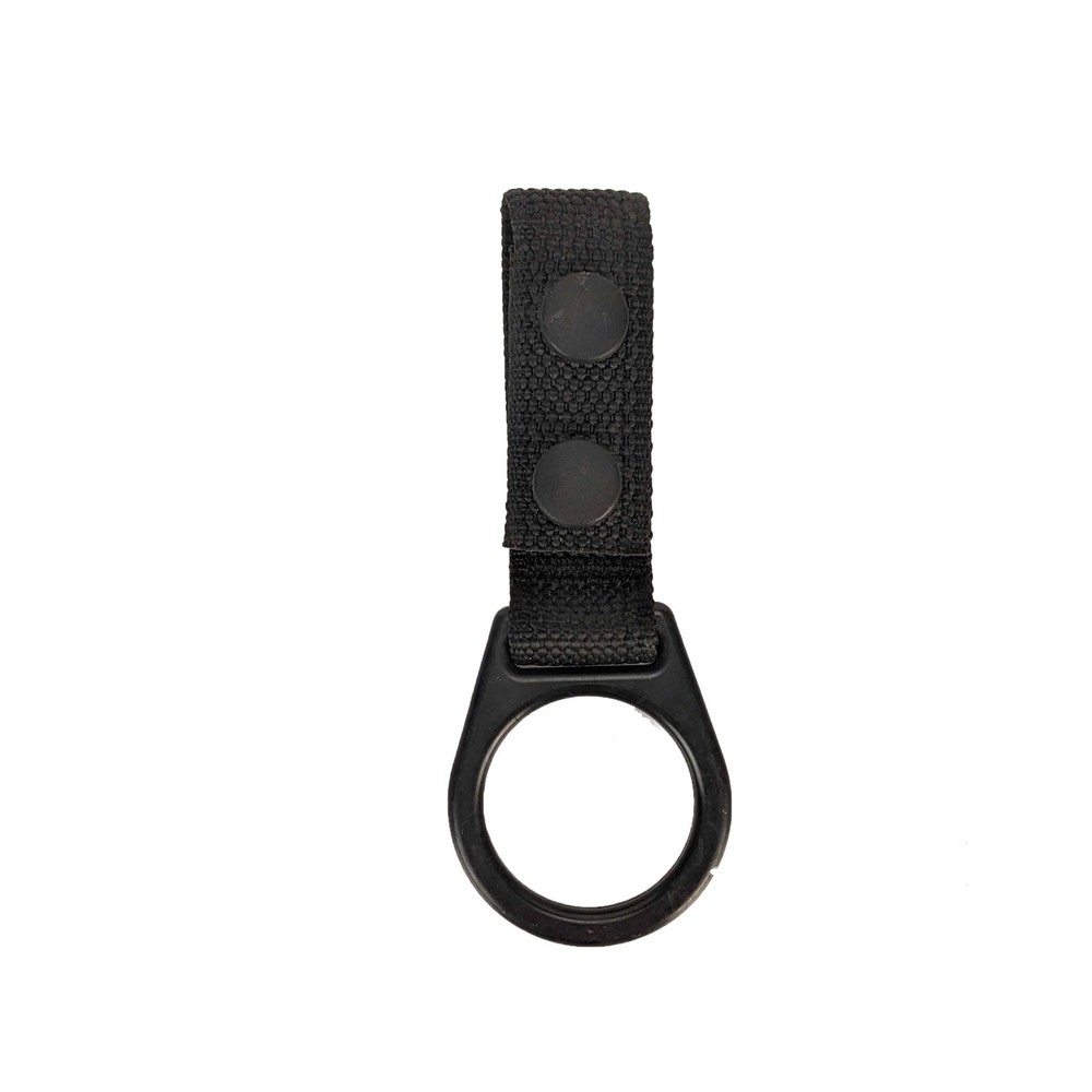 Police Security Black Nylon Baton Ring Holder 1.5" Belt Loop Double Snap