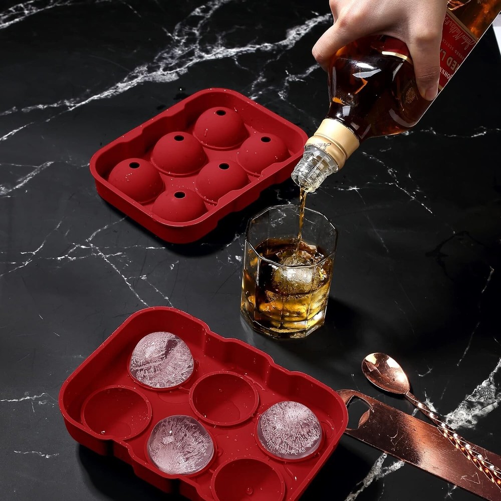 Silicone Ice Ball Maker Pieces, Small & Large Square Ice Cube Molds Tangs