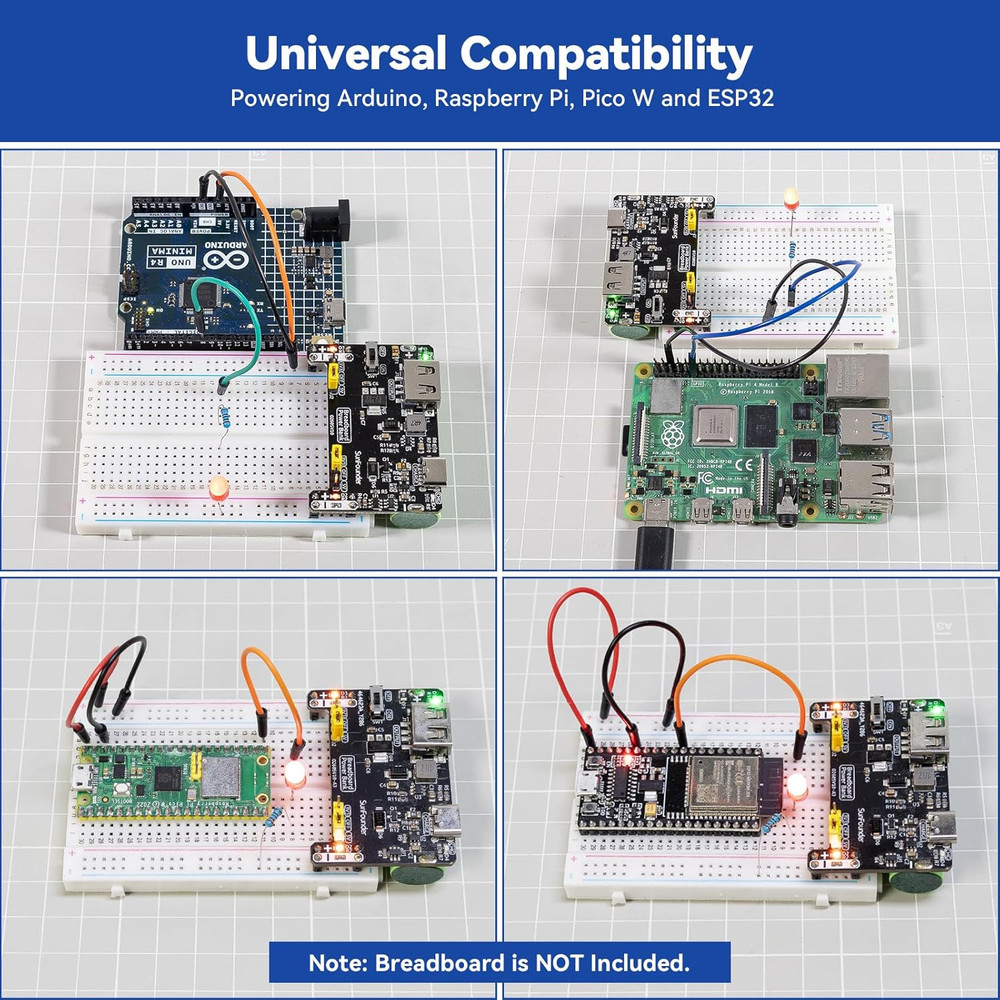 Breadvolt Breadboard Power Supply Module Built-In Rechargeble Battery Compatible