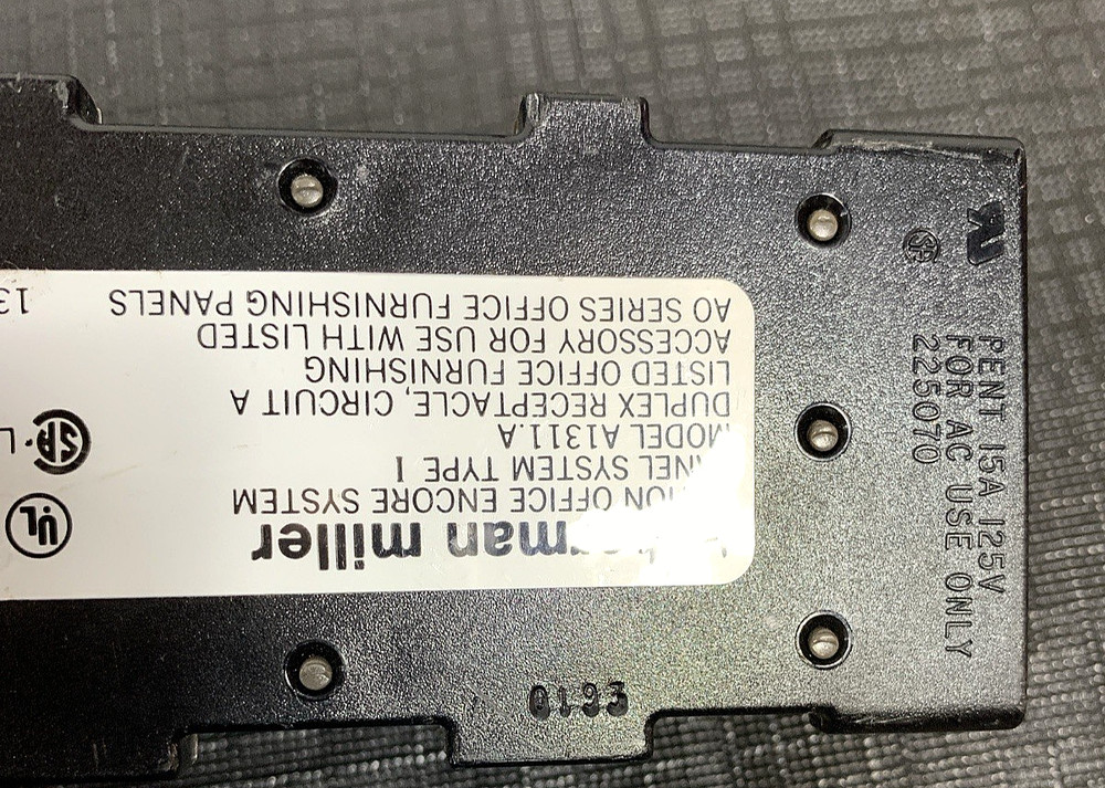 Herman Miller Model A1311.A Panel System Type 1 Duplex Receptacle Circuit A