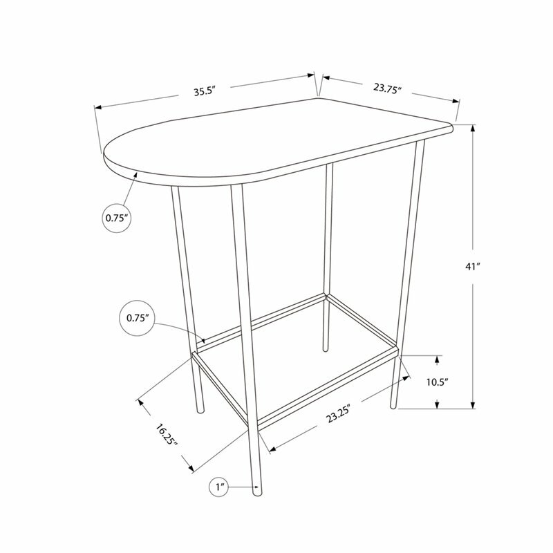 Home Bar Bar Table Pub 36" Rectangular Small Kitchen Metal White