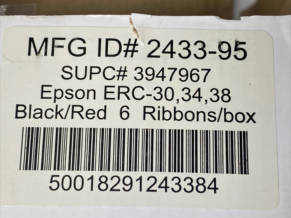 Epson ERC 30/34/38 Blk Red (6) Printer Ribbons Box