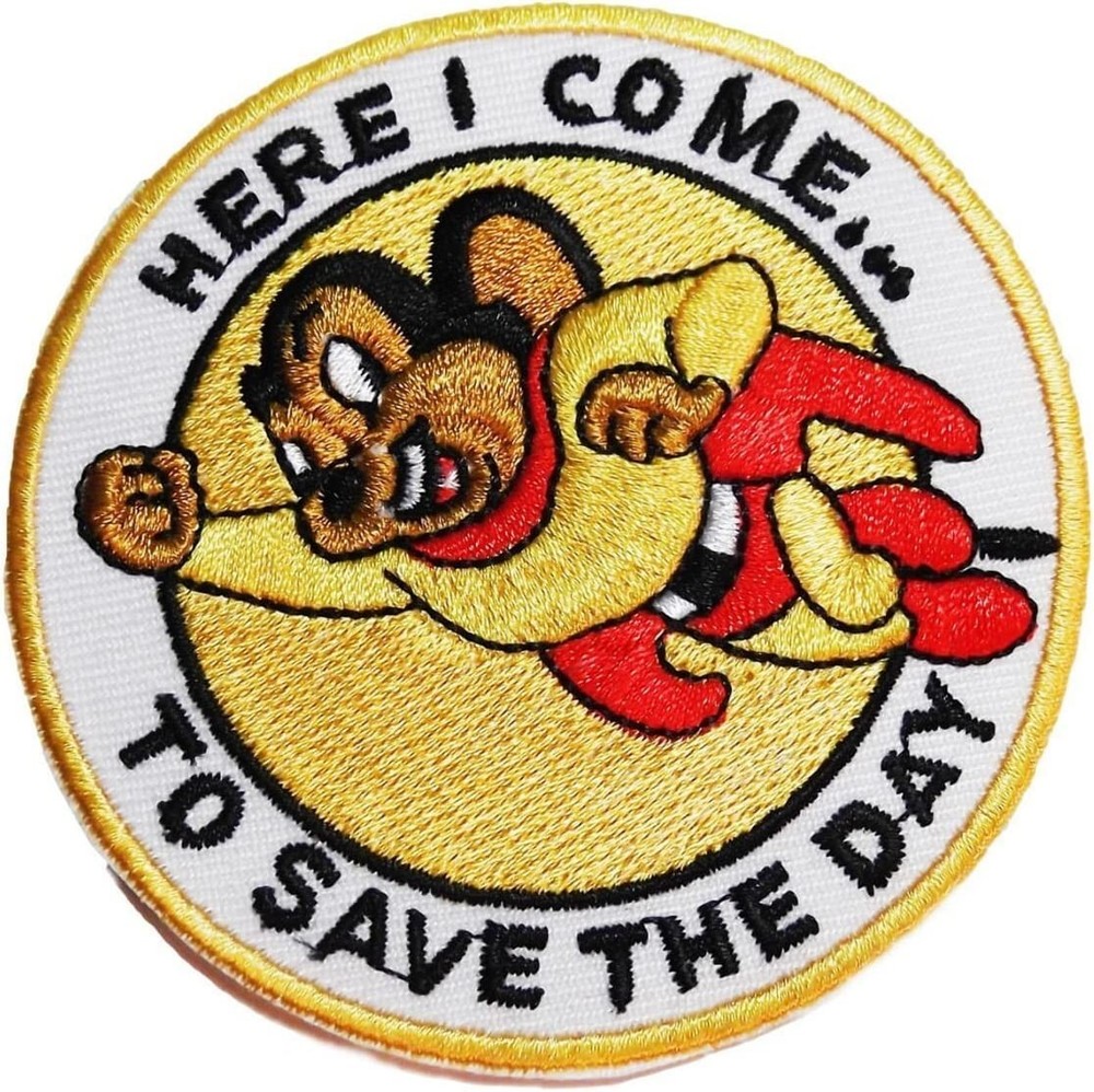 Mighty Mouse Cartoon Here I Come Embroidered Iron on Patch