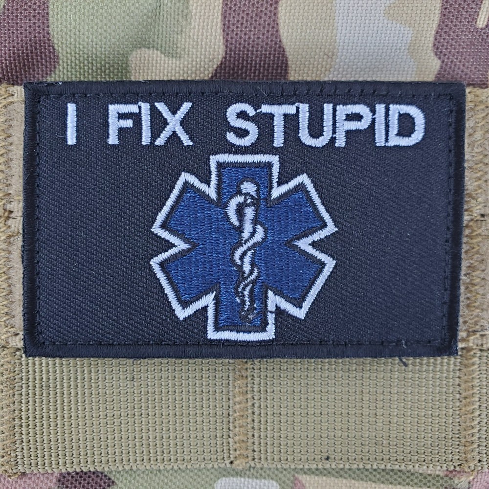 I FIX STUPID Sarcastic Tactical Morale Patch Hook and Loop