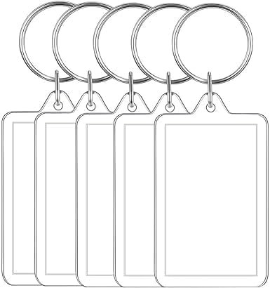 Clear Acrylic Keychain Frame - Double-Sided Photo Insert Keyring, Picture Snap
