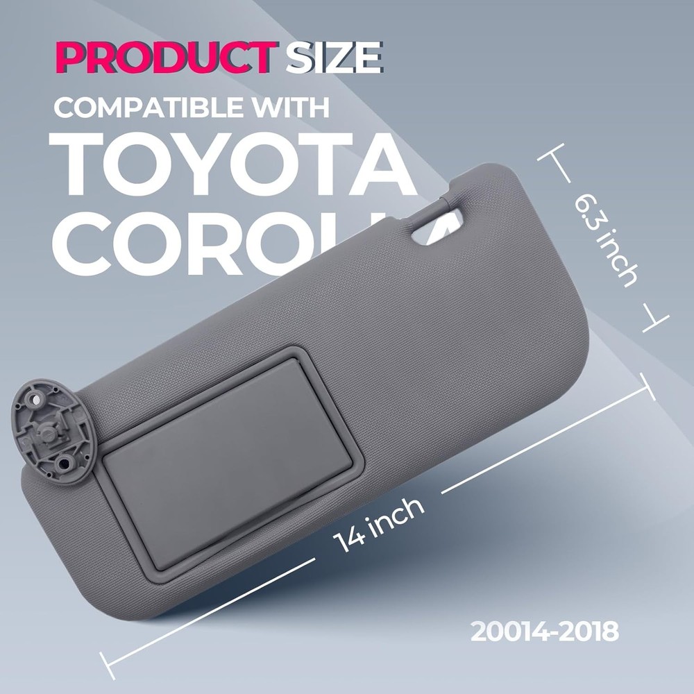 Left Driver & Right Passenger Side Sun Visor Compatible with Toyota Corolla 2014