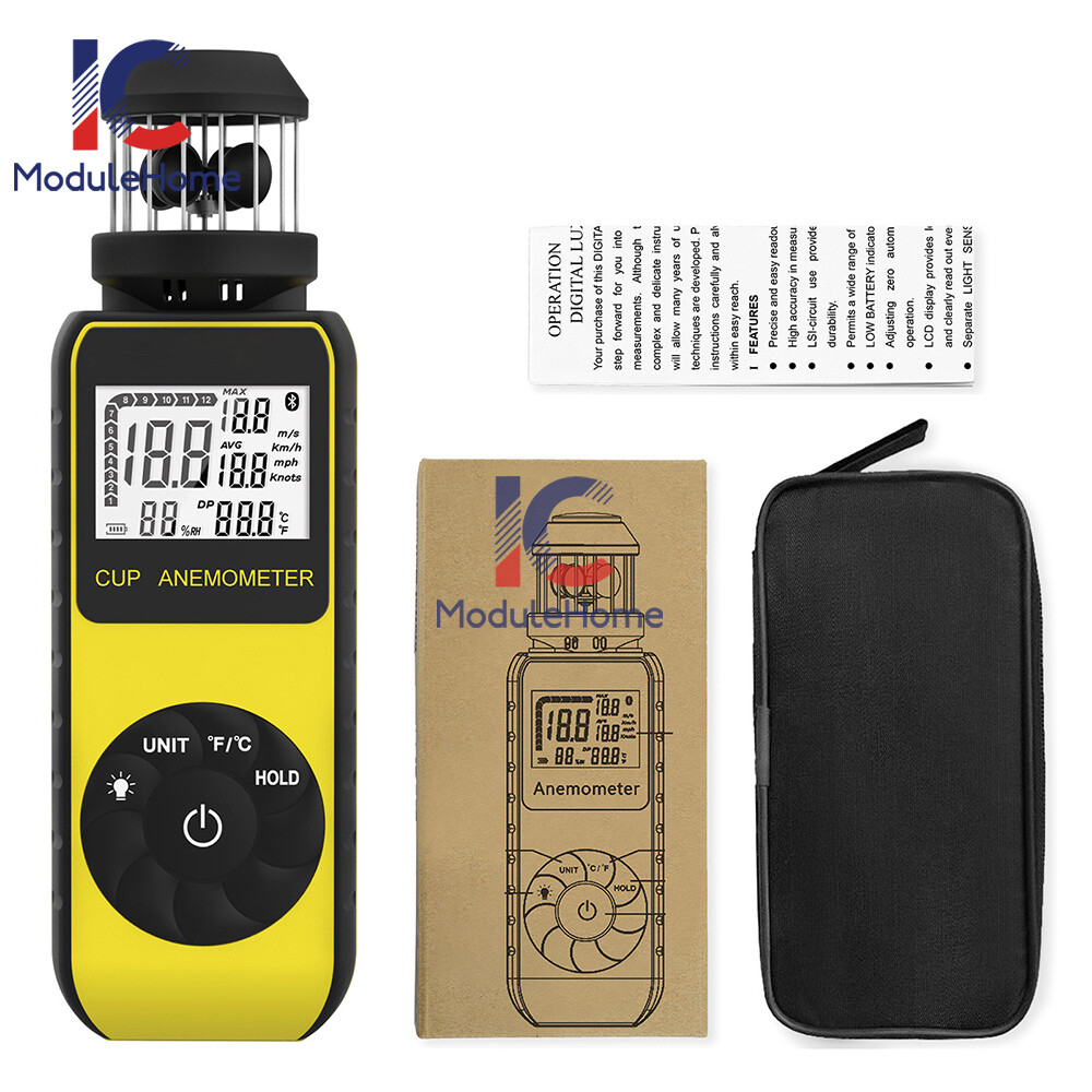 Digital Cup Anemometer Compass Measure Wind Temperature 360°Rotating + Backlight