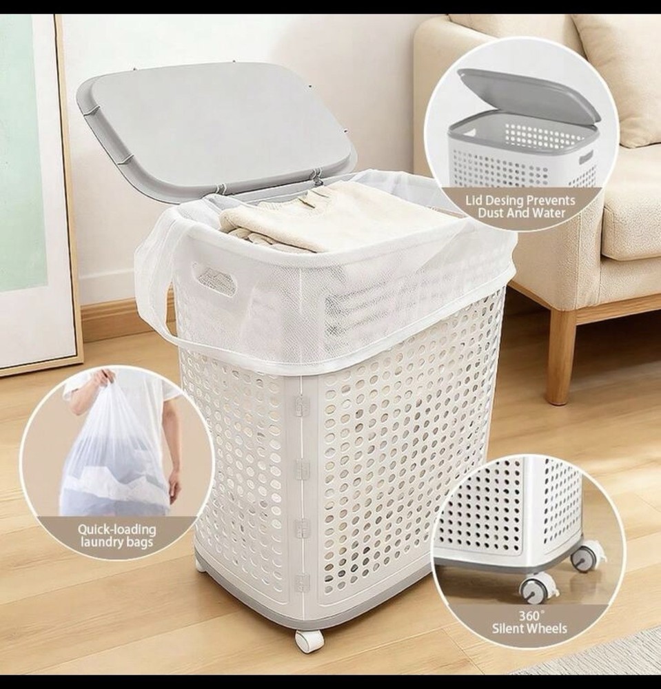 Large Foldable Wheeled Laundry Basket
