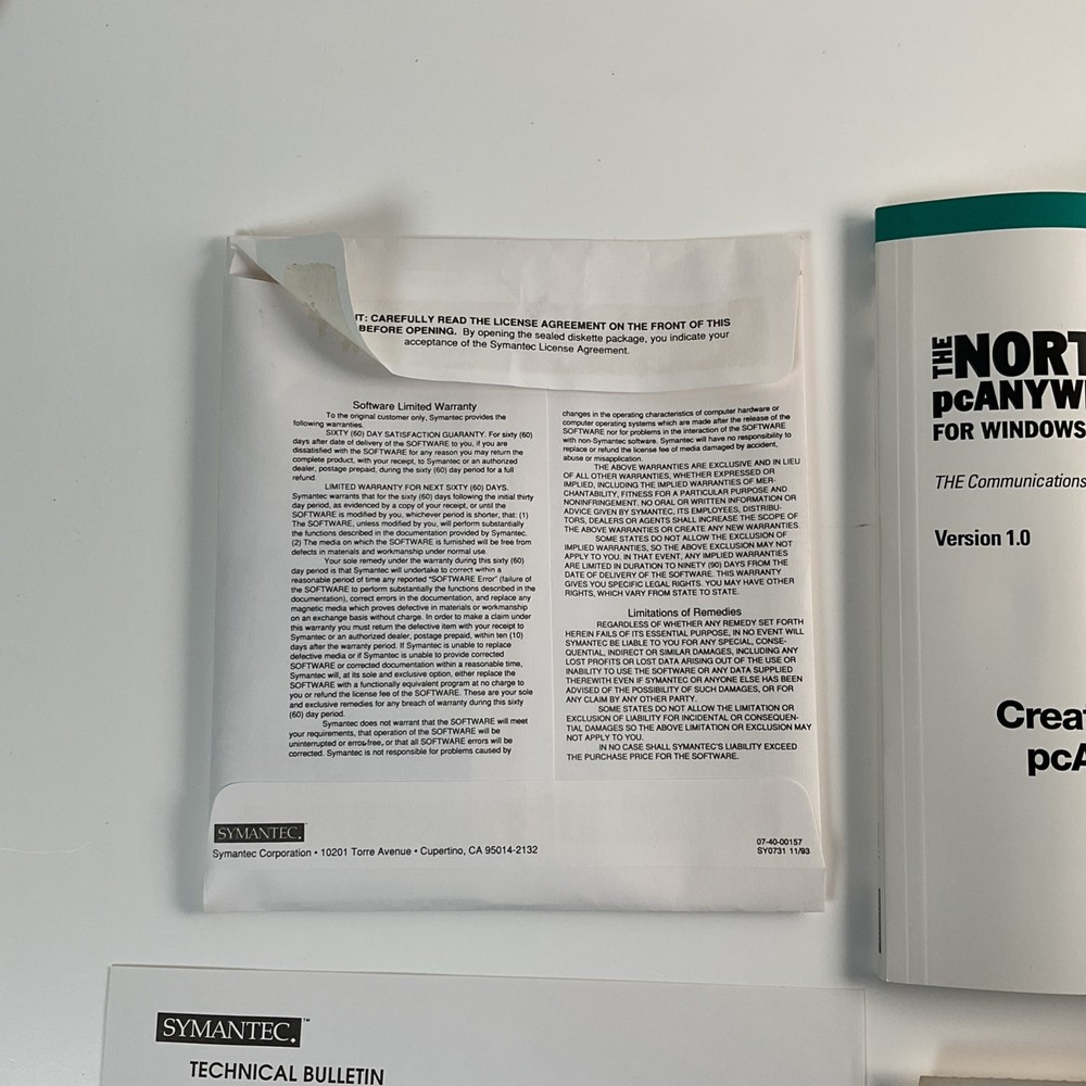 Symantec The Norton pcAnywhere Version 1.0 For Microsoft Windows
