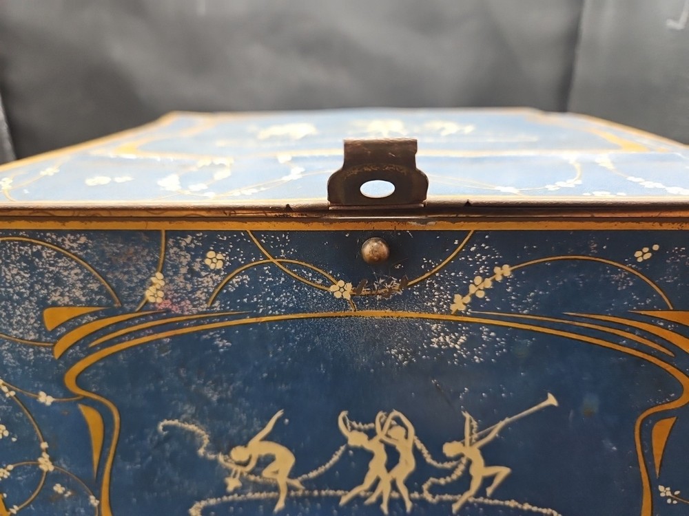 1920's Globe Soap Hinged Top Tin- Dancing Nymphs