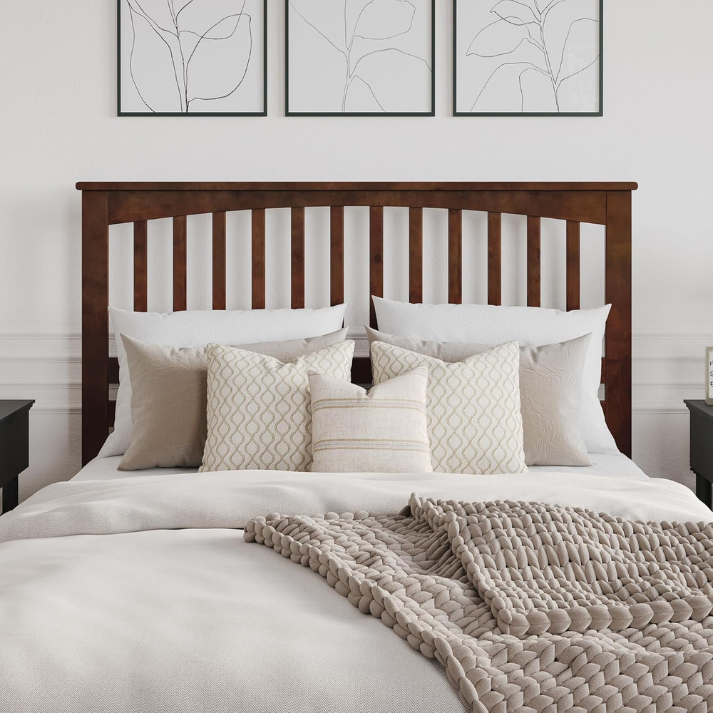 Elegant Walnut Mission Queen Solid Wood Headboard - Timeless Design