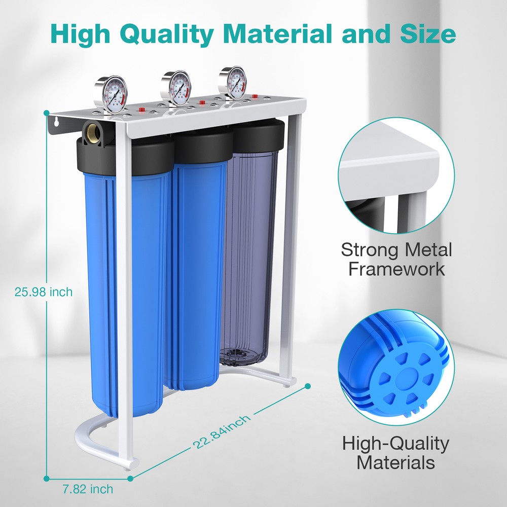 4-Stage 20x4.5" Big Blue Spin Down Sediment Whole House Water Filtration System
