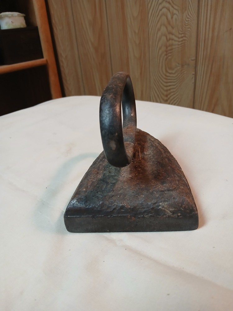 Antique Primitive Sad Iron with Unique Handle Cast Iron