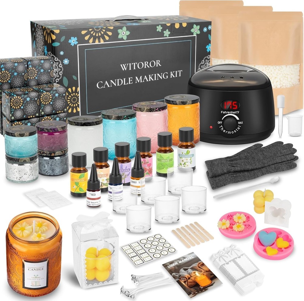 "Candle Making Kit, Scented Candles Kit Medium, Black Melt Warmer "