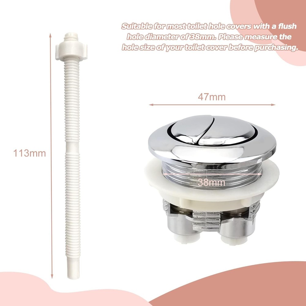 38 mm Thread Diameter Toilet Tank Button Replacement Dual Round Head Flush Pu...