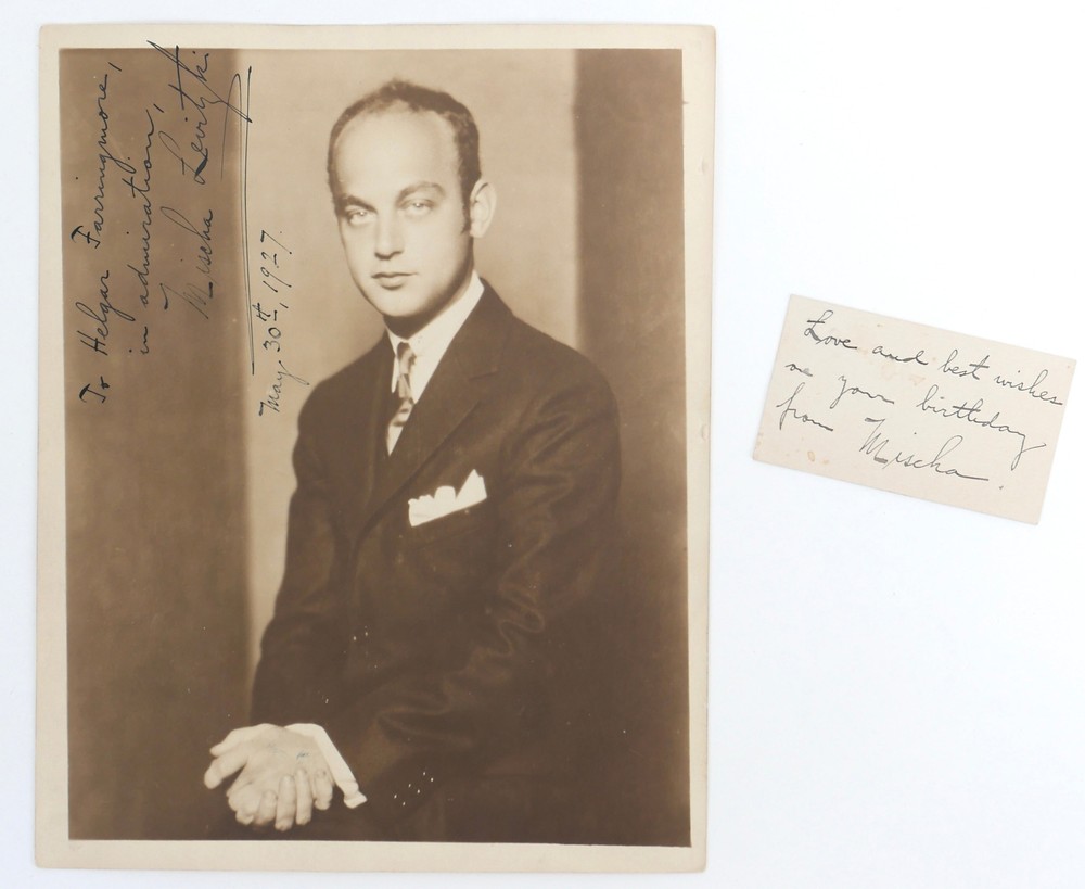 LEVITZKI, Mischa.: Signed Photograph and Birthday Note w Carnegie Hall Programs