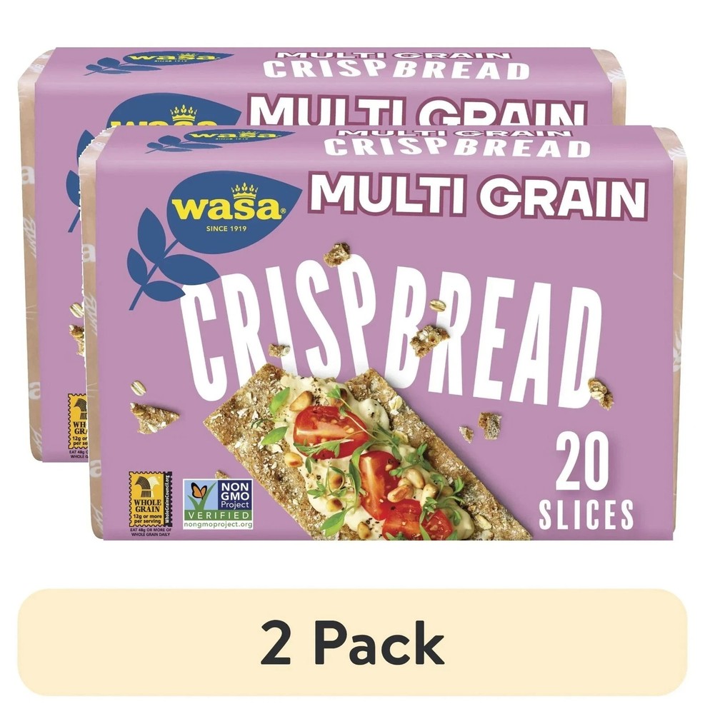 (2 pack) Wasa Multi Grain Crispbread, Multigrain Crackers, Fat Free, 9.7 oz