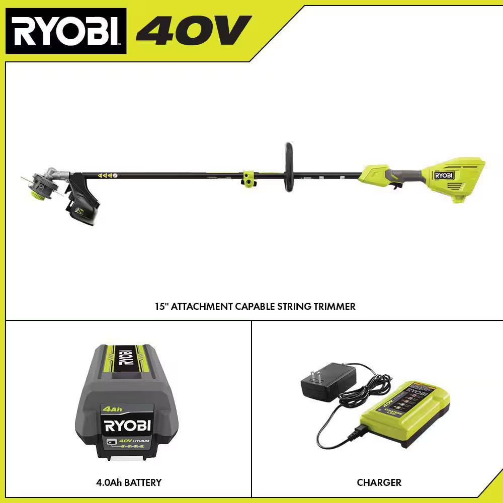 40V 15 In. Expand-It Cordless Battery Attachment Capable String Trimmer with 4.0