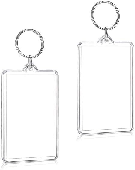 Clear Acrylic Keychain Frame - Double-Sided Photo Insert Keyring, Picture Snap