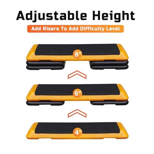 43'' Exercise Aerobic Step Platform Adjustable Workout Step with 4 Stackable Ris