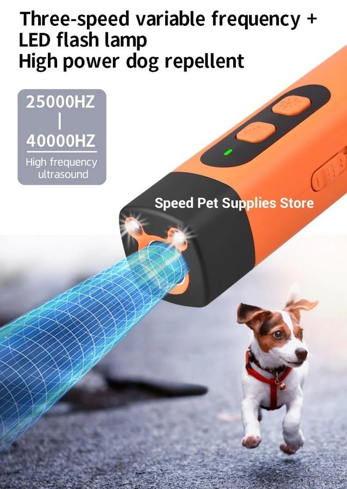 Rechargeable Ultrasonic Dog Bark Control Training Repeller LED Flashlight 🐕