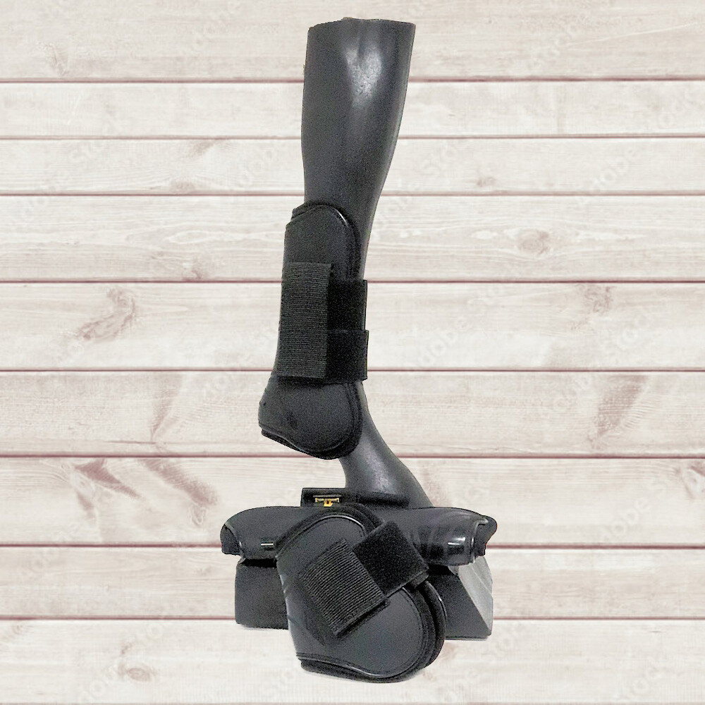 NEW Leopold Cole Black Large Jump Boots with Hook & Loop Closure