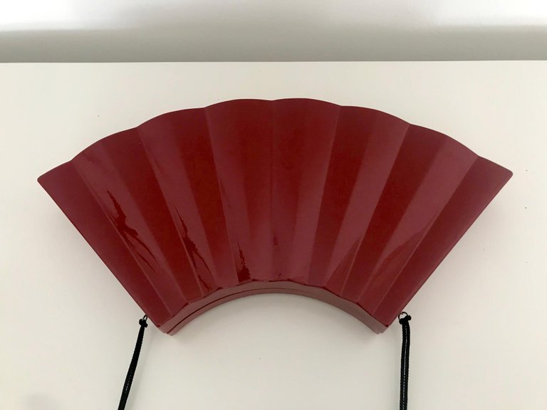 Japanese Lacquer Ware Fan-Shaped Box with Compartments