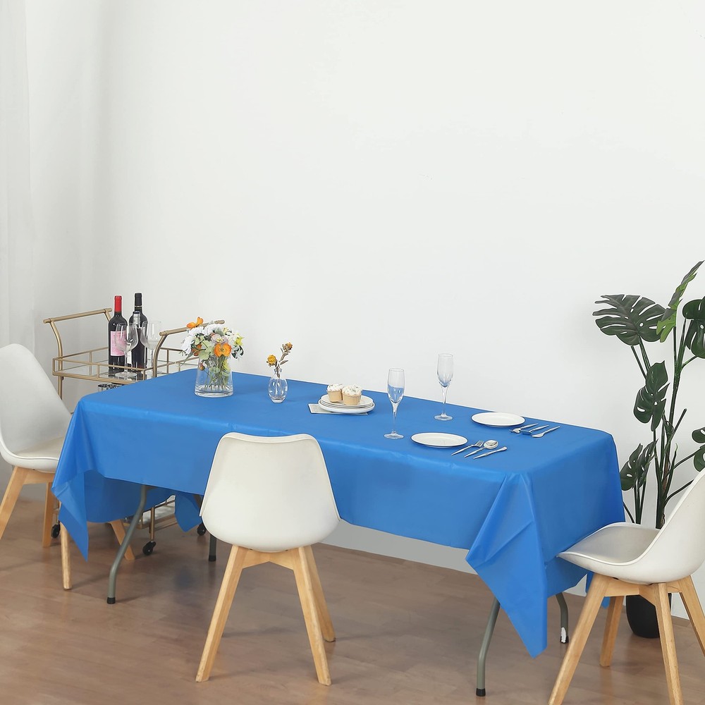 Royal Blue Rectangular Tablecloth 54x108 Heavy Duty 12 Pack Disposable Reusable