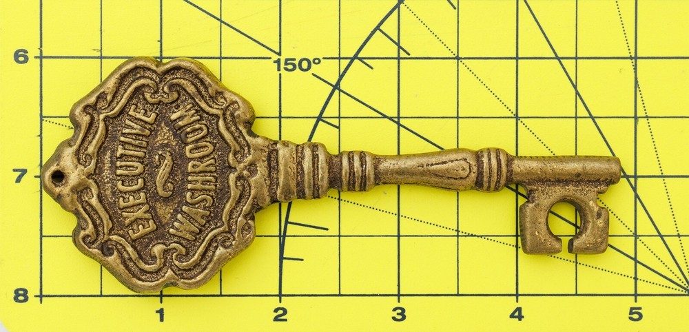 Executive Washroom Key Solid Brass Novelty Ornament Rare Excellent Condition