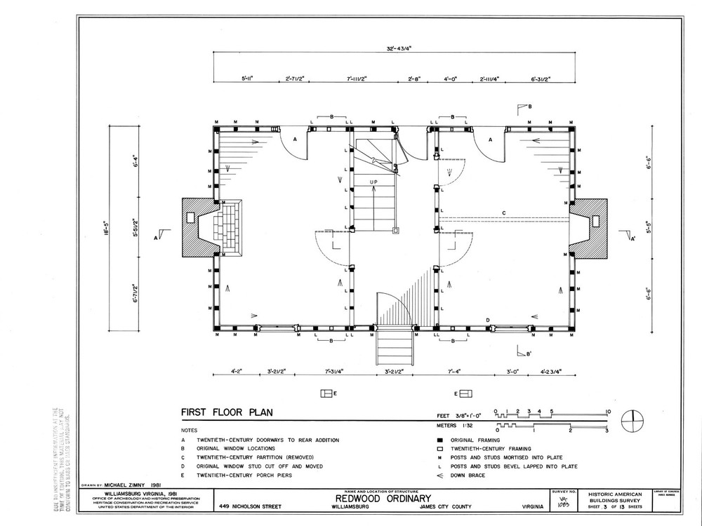 Colonial Williamsburg Timber Framed Cottage - Printed Architectural Plans