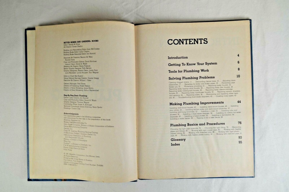"Step By Step Basic Plumbing" Better Homes & Gardens Book 96 Pages 1981 V Good