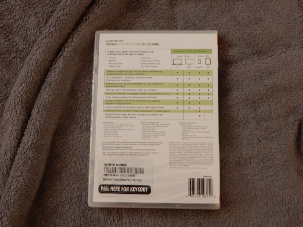 Internet Security Webroot Secure Anywhere 2013 NEW