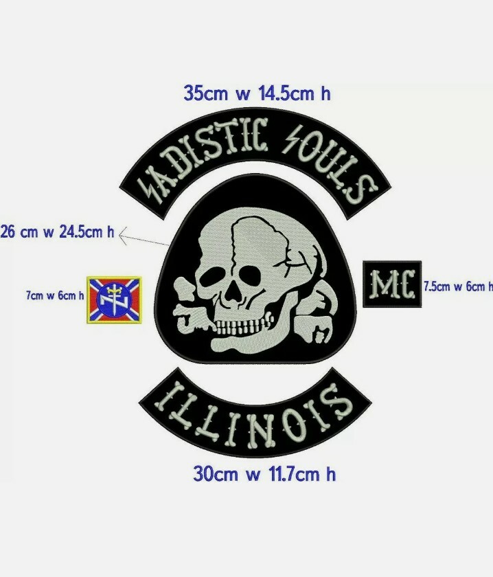 Illinois mc 35cm iron on embroidered set