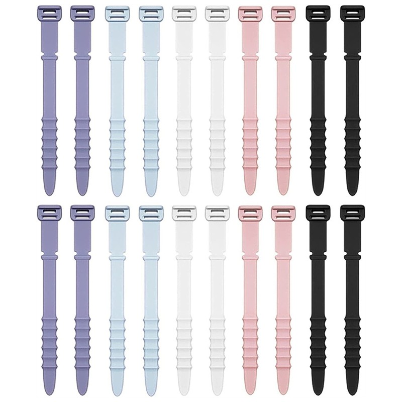 20pcs Straps Reusable Silicone Cable Zip Tie Table Elastic For Wire Management