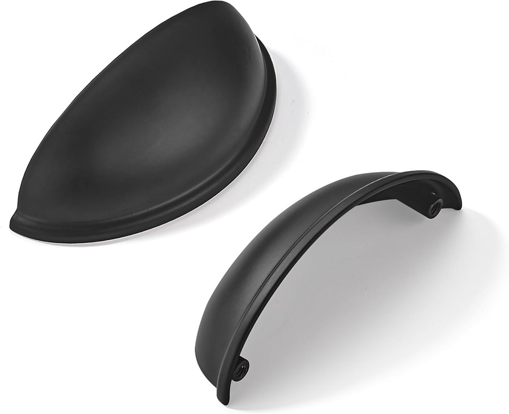 10 Pack 3" Drawer Pulls Matte Black Cabinet Cup Pulls Kitchen Hardware Cabine...