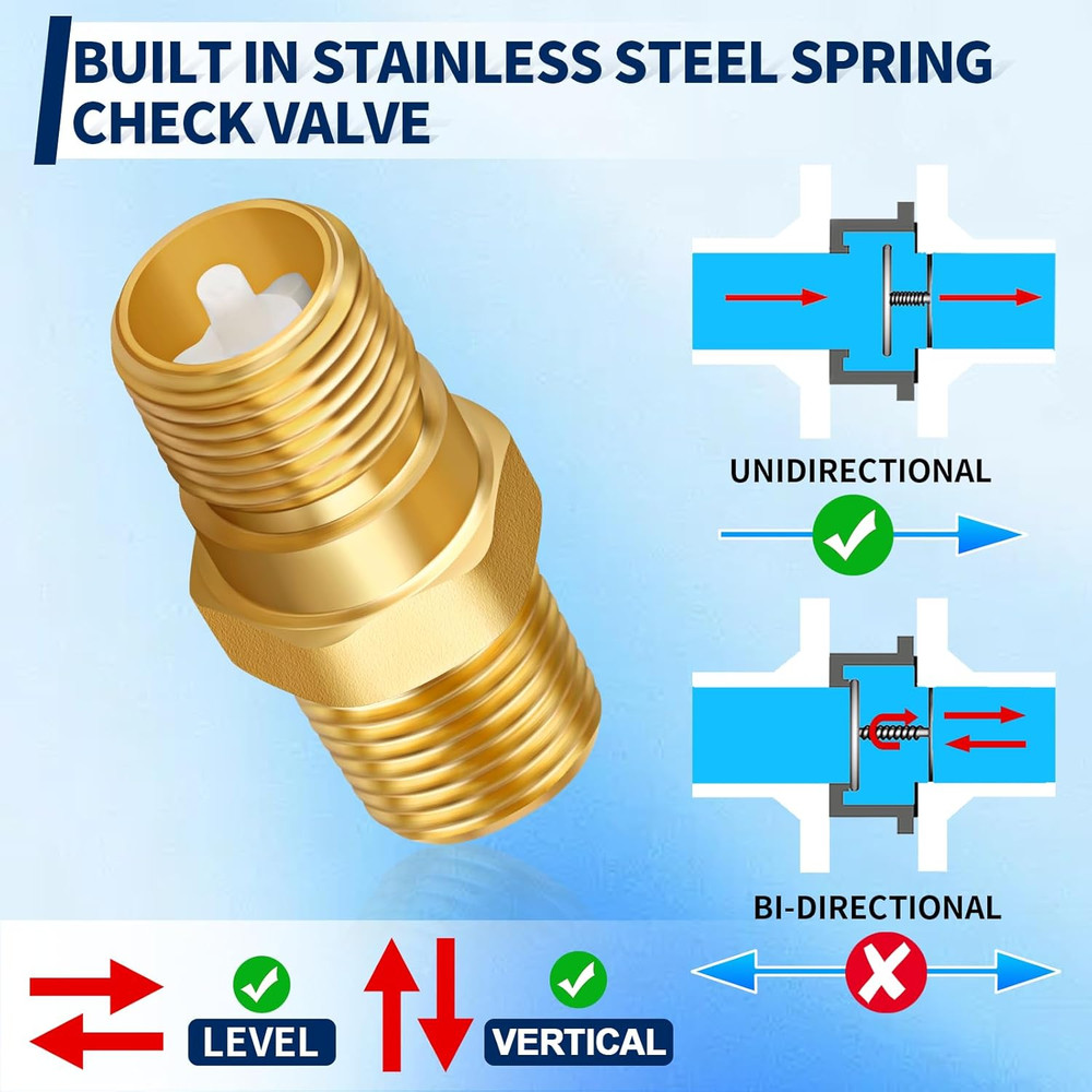 RV Water Heater Backflow Preventer, 1/2" NPT Double Male Thread Hot Water Heater